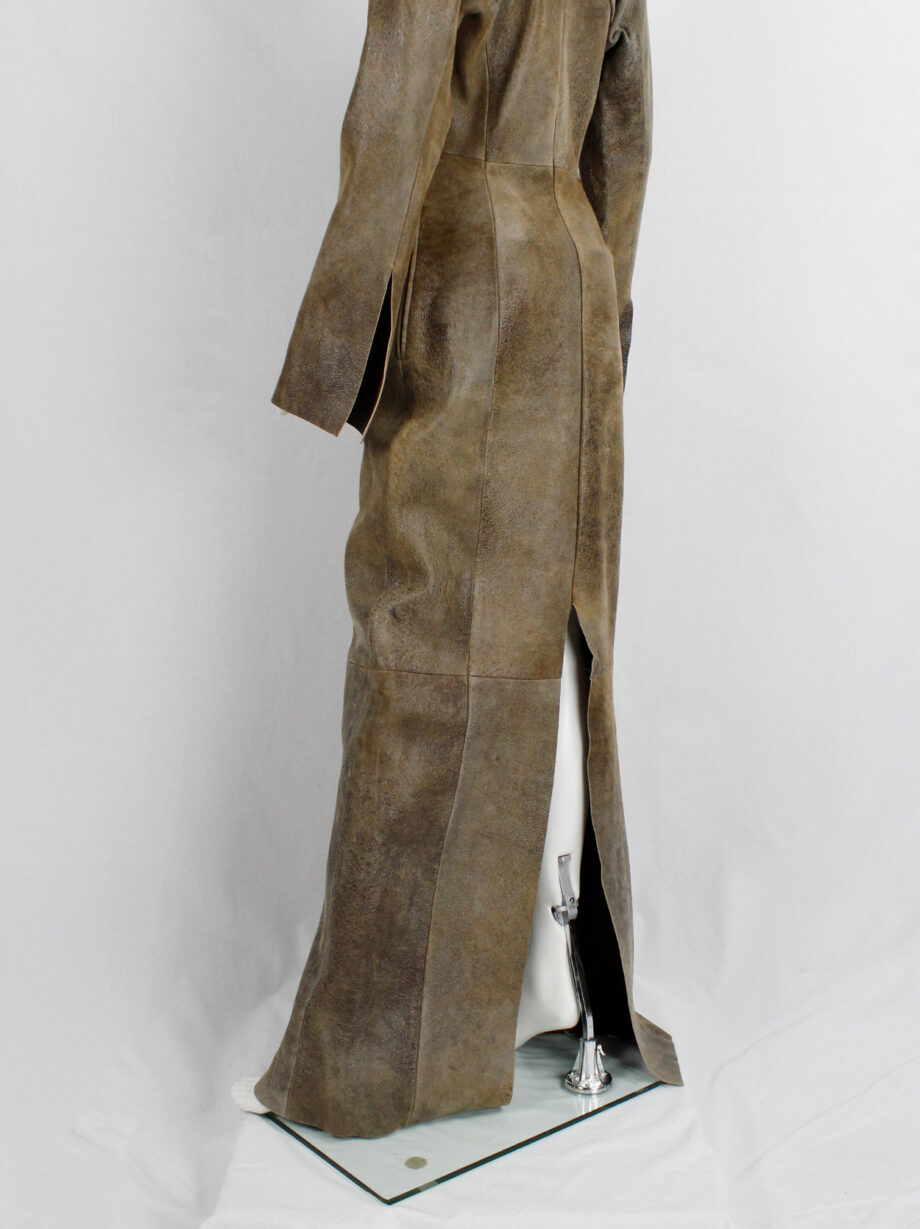 af Vandevorst brown leather panelled maxi dress with back slit fall 2000 (24)