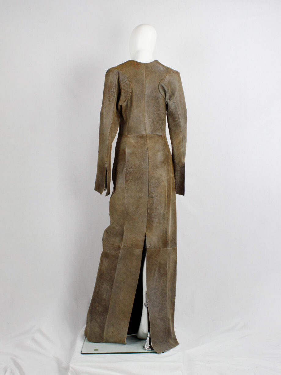 af Vandevorst brown leather panelled maxi dress with back slit fall 2000 (26)