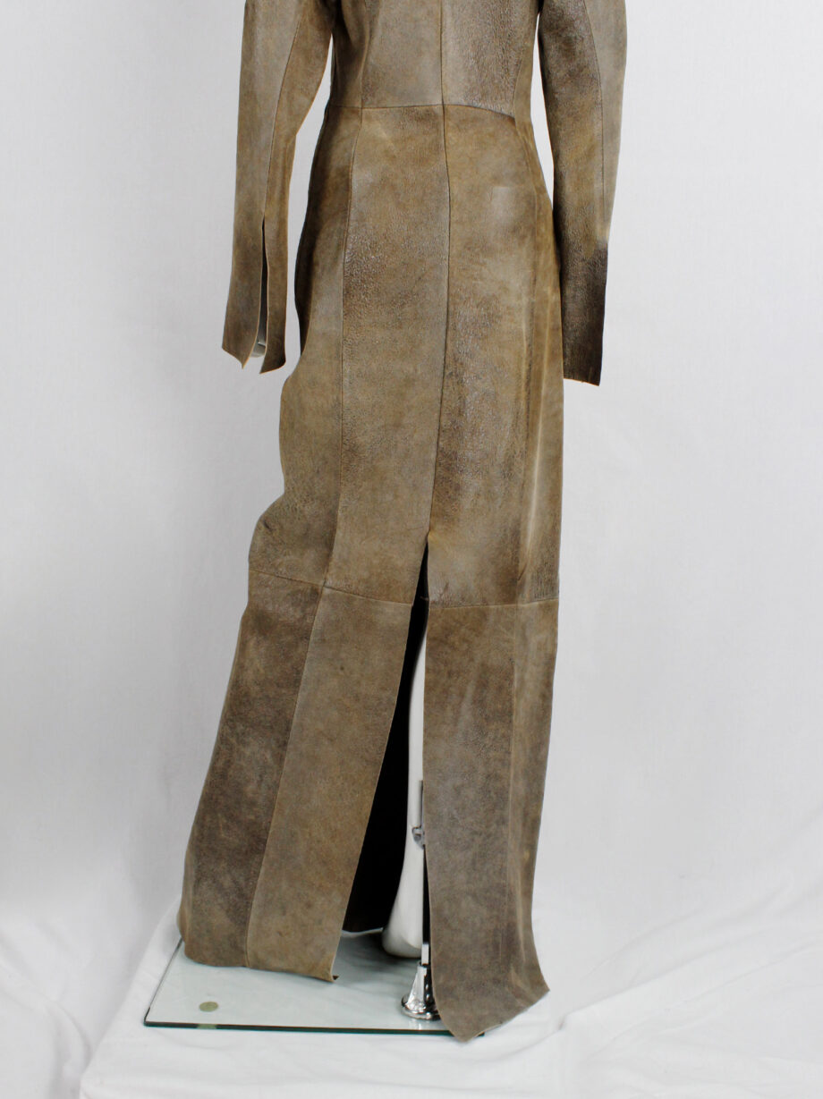 af Vandevorst brown leather panelled maxi dress with back slit fall 2000 (3)