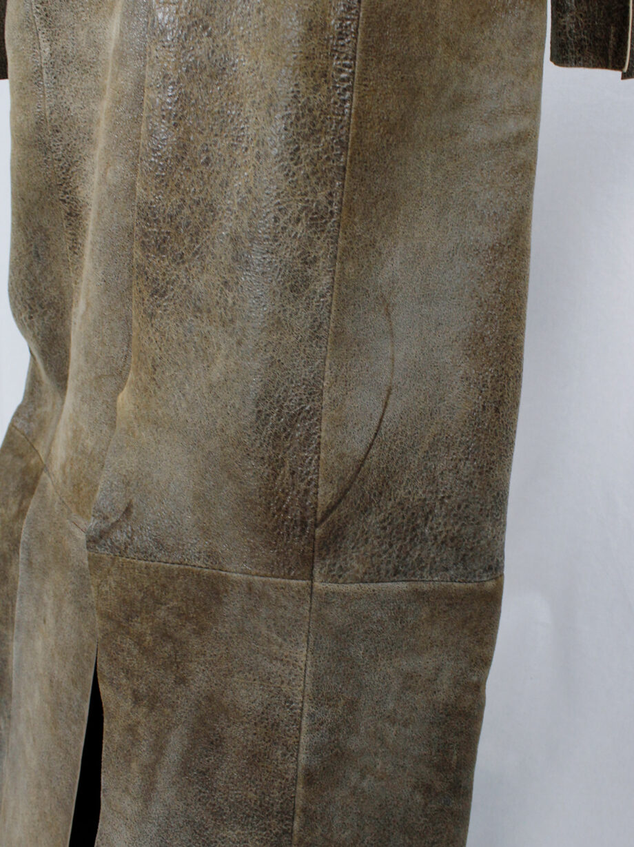 af Vandevorst brown leather panelled maxi dress with back slit fall 2000 (4)