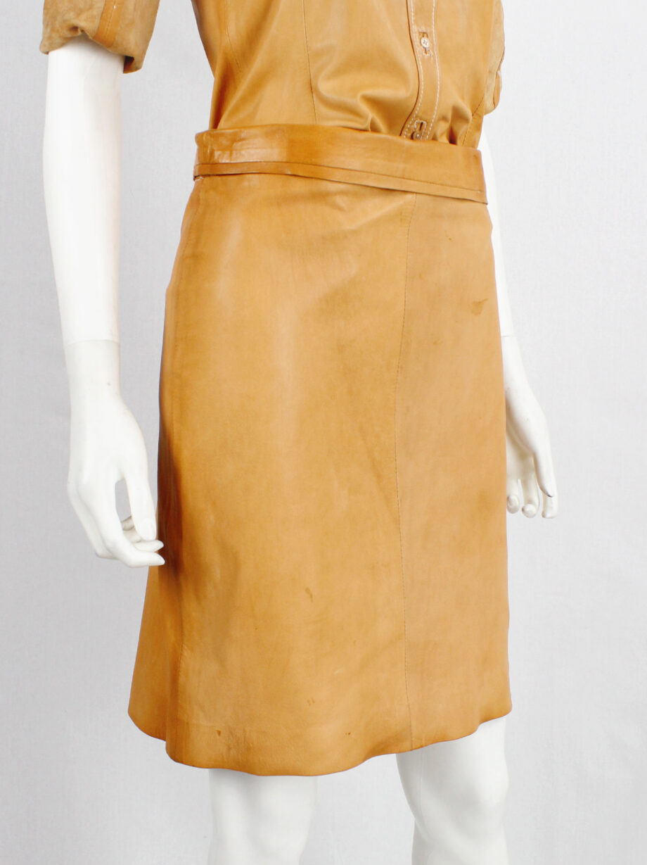 af Vandevorst cognac leather nurses skirt with folded waist spring 1999 (11)