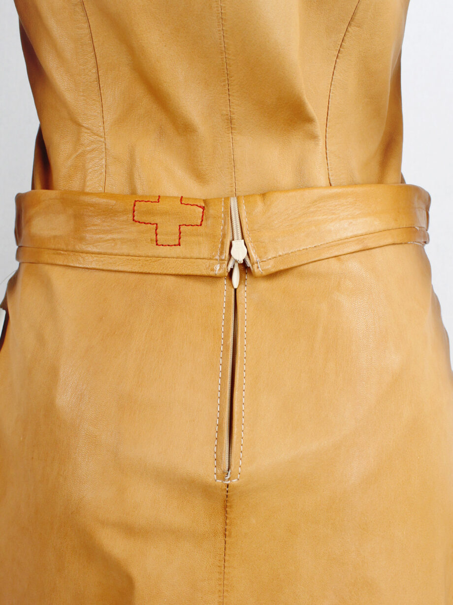 af Vandevorst cognac leather nurses skirt with folded waist spring 1999 (14)