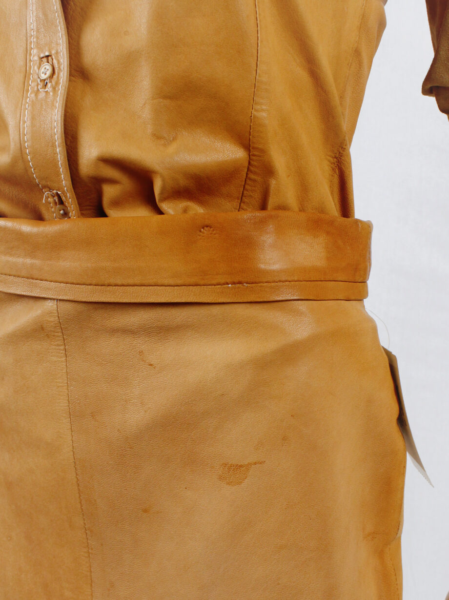 af Vandevorst cognac leather nurses skirt with folded waist spring 1999 (7)