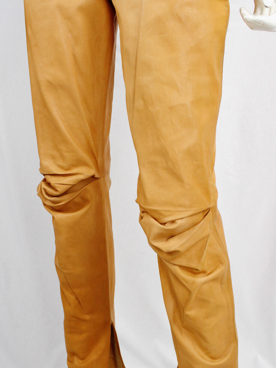 af Vandevorst cognac leather pajama trousers with stretched knees spring 1999 (10)
