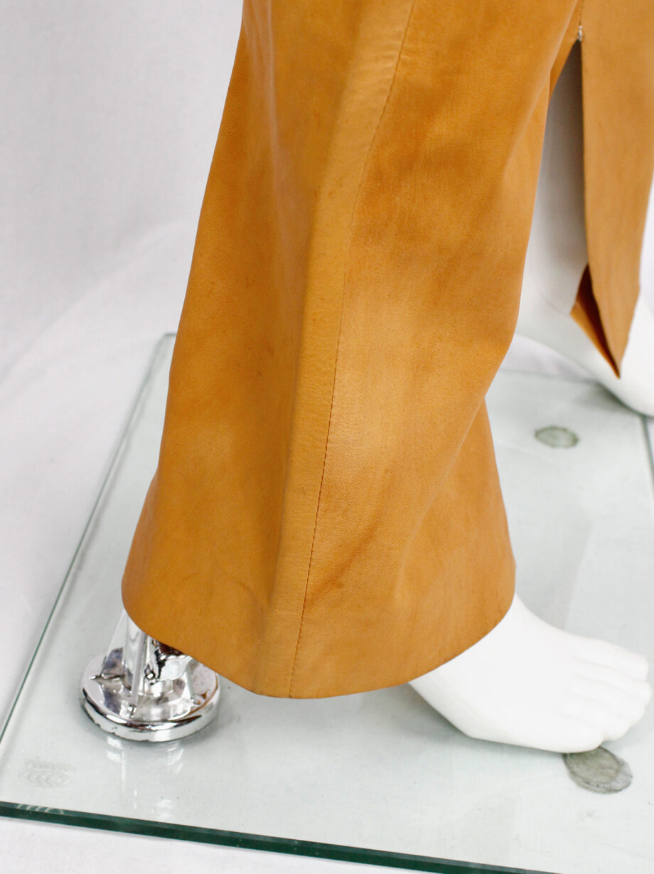 af Vandevorst cognac leather pajama trousers with stretched knees spring 1999 (5)