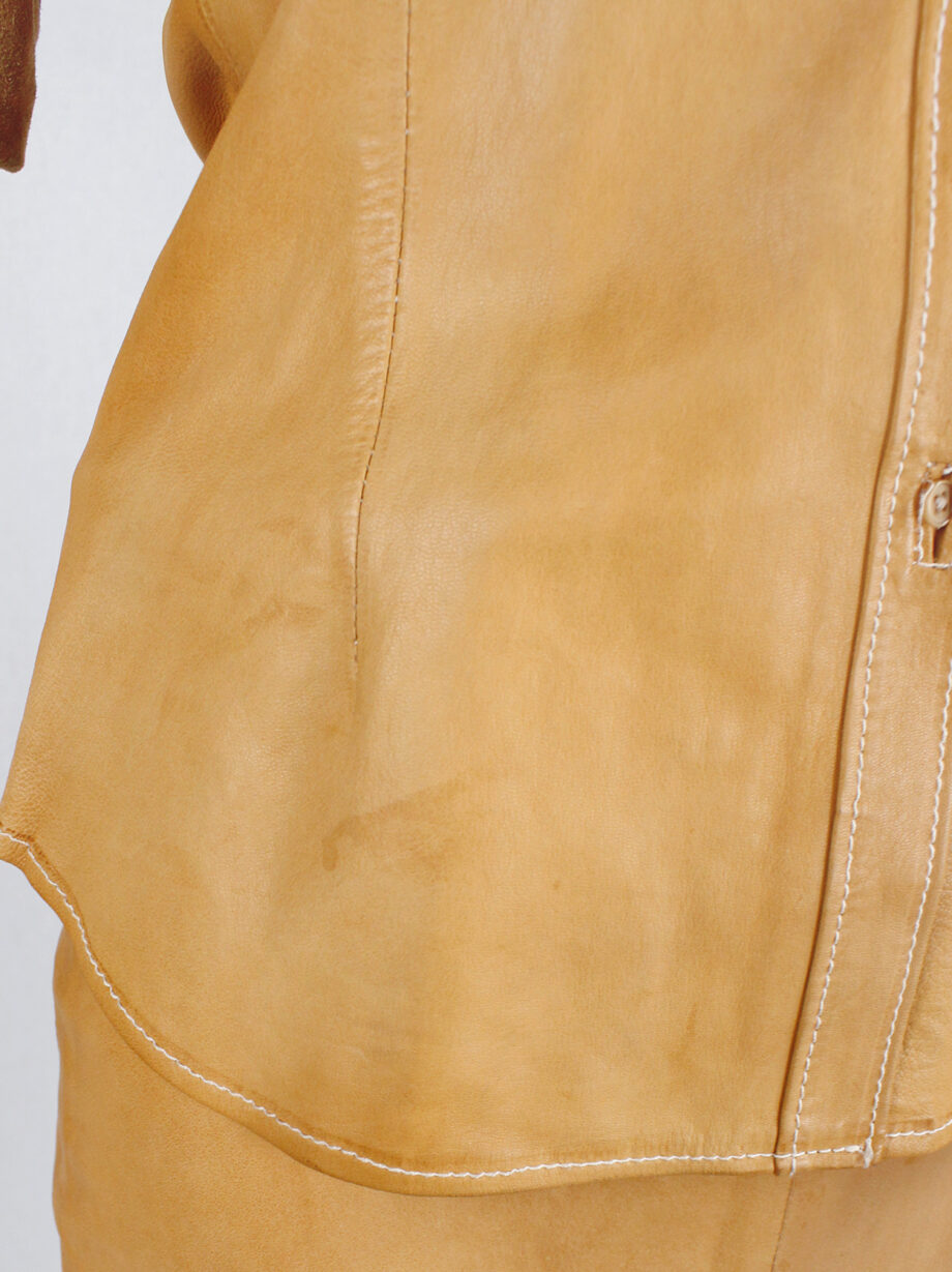 af Vandevorst cognac leather pocket shirt with upwards folded sleeves spring 1999 (19)