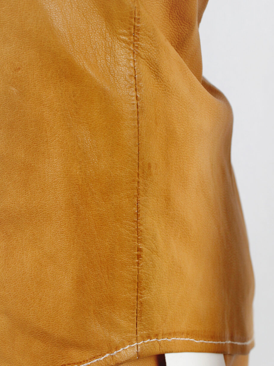 af Vandevorst cognac leather pocket shirt with upwards folded sleeves spring 1999 (22)