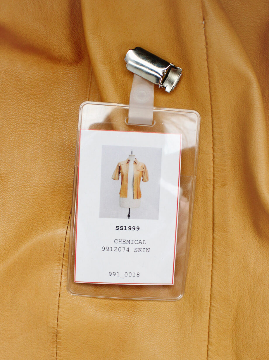 af Vandevorst cognac leather pocket shirt with upwards folded sleeves spring 1999 (5)