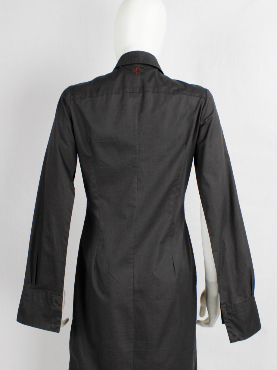 af Vandevorst dark grey asymmetric shirt dress with open sleeves fall 2000 (1)