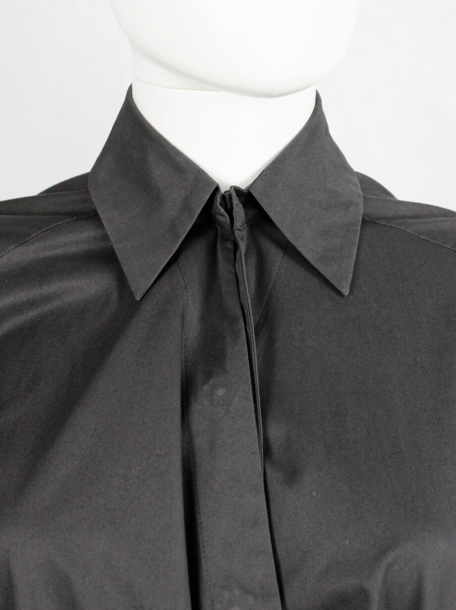 af Vandevorst dark grey asymmetric shirt dress with open sleeves fall 2000 (10)