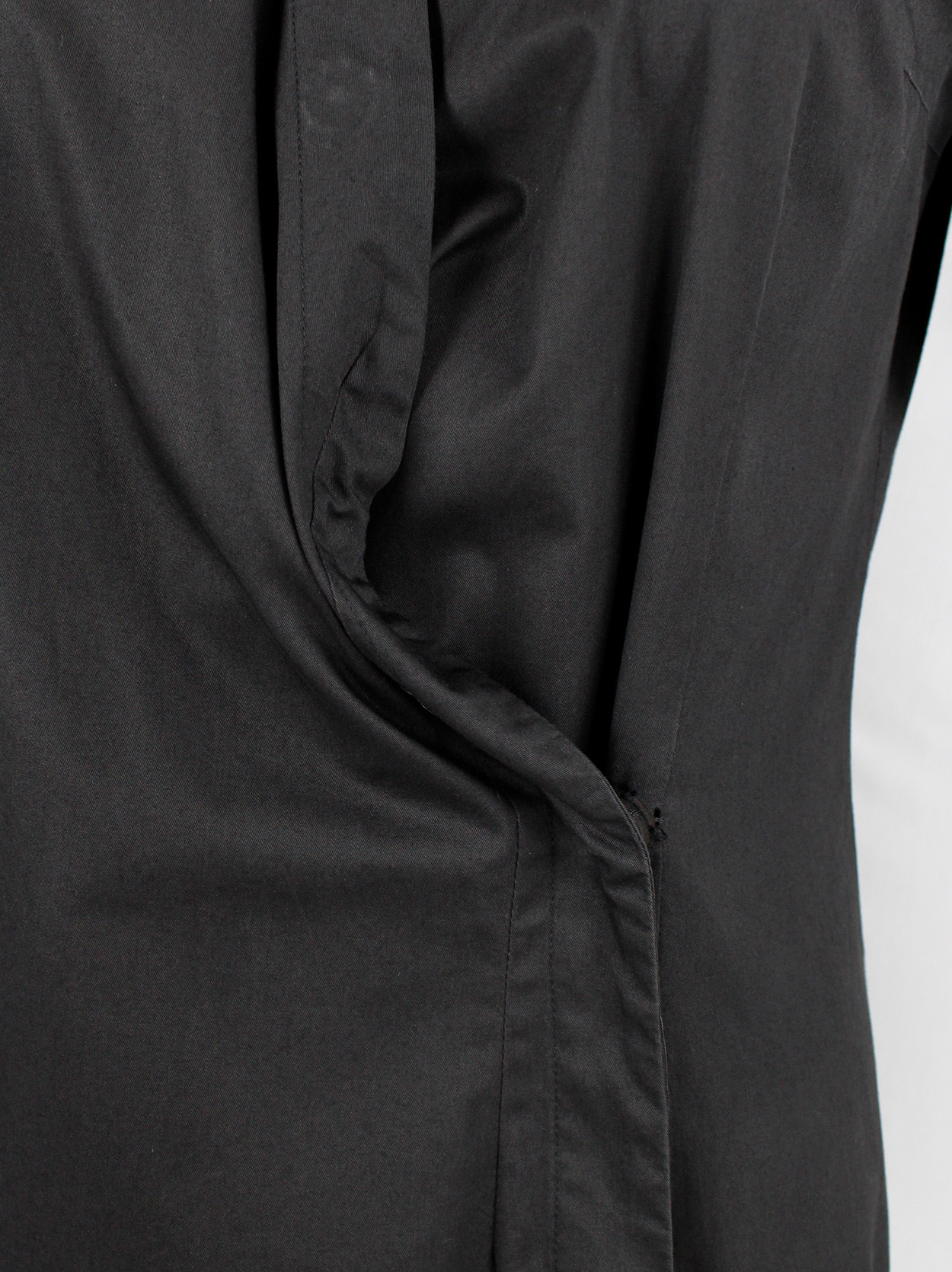 A.F. Vandevorst dark grey asymmetric shirt dress with open sleeves ...