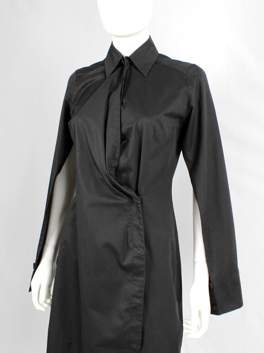 af Vandevorst dark grey asymmetric shirt dress with open sleeves fall 2000 (15)