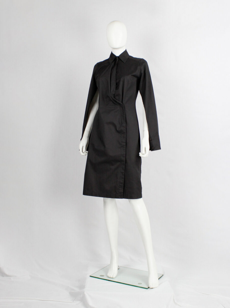 af Vandevorst dark grey asymmetric shirt dress with open sleeves fall 2000 (17)