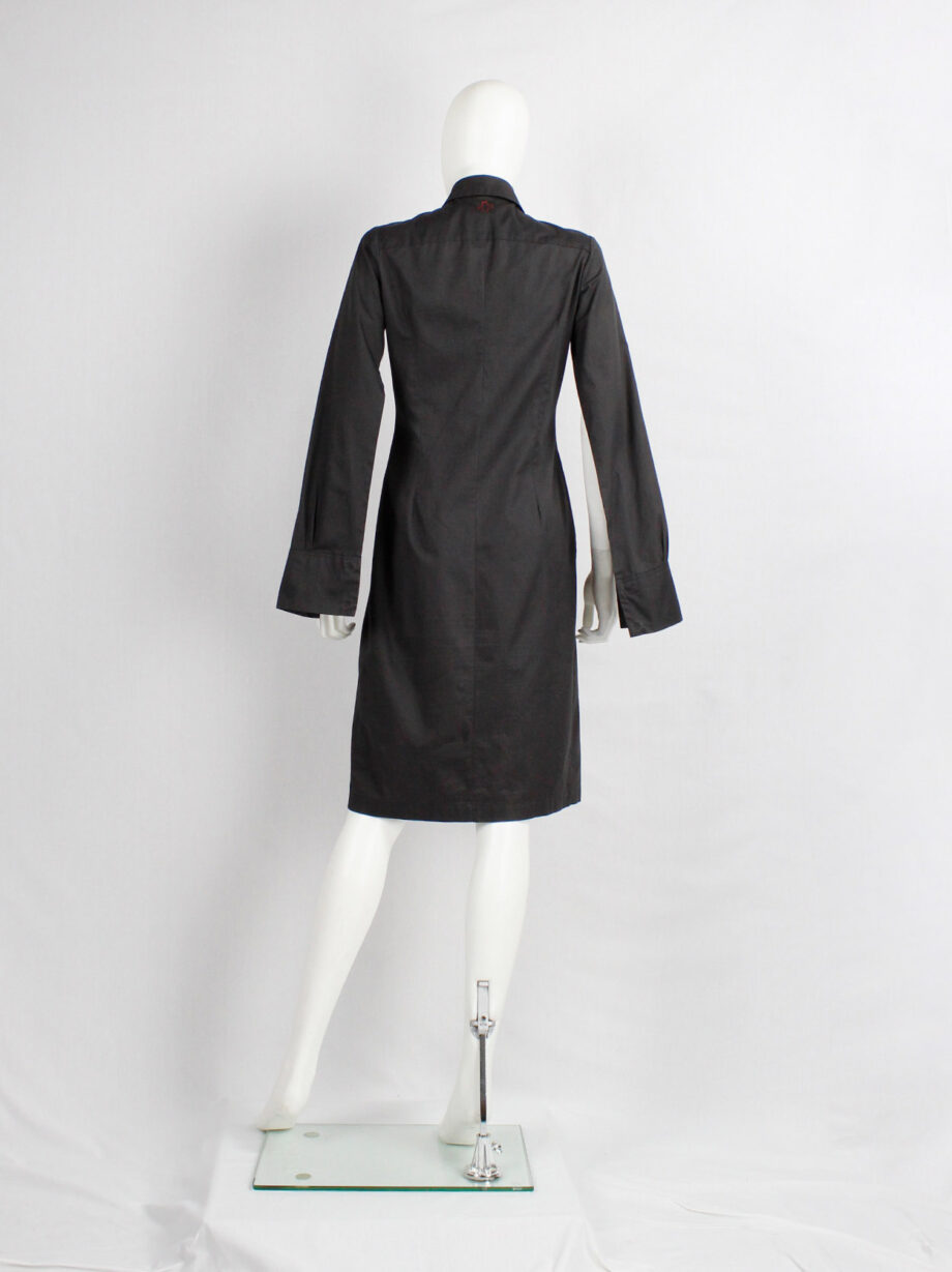 af Vandevorst dark grey asymmetric shirt dress with open sleeves fall 2000 (2)
