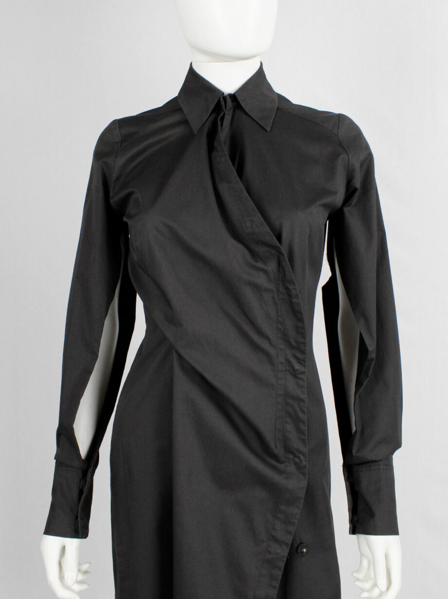 af Vandevorst dark grey asymmetric shirt dress with open sleeves fall 2000 (5)