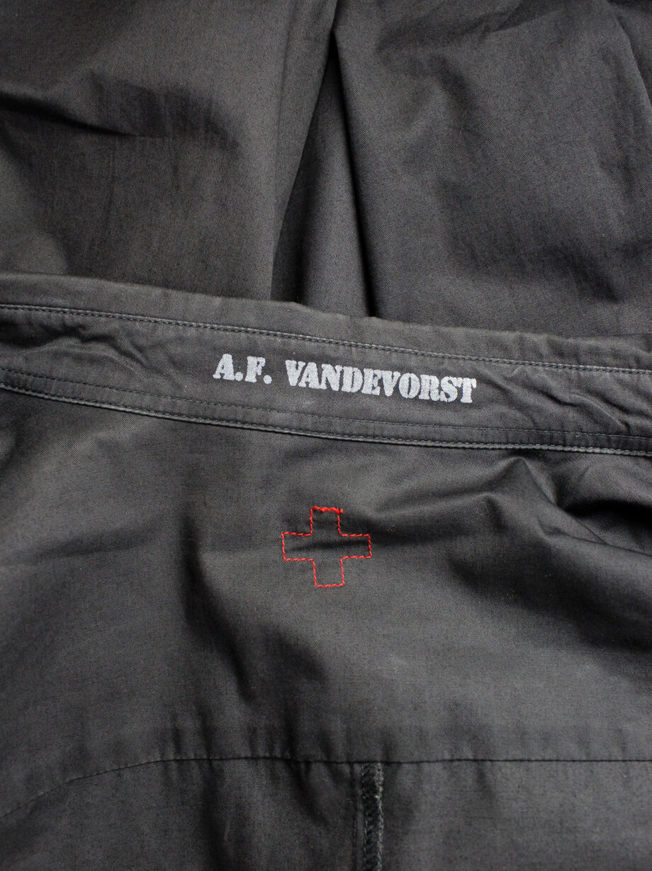 af Vandevorst dark grey asymmetric shirt dress with open sleeves fall 2000 (8)