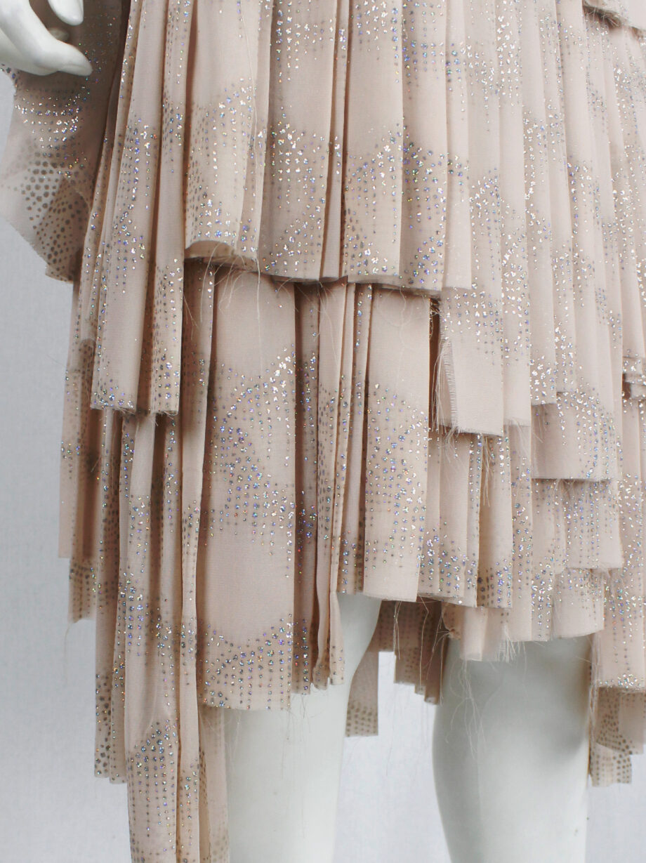vintage Vandevorst pink glitter skirt with multiple layered pleated panels spring 2004 (1)