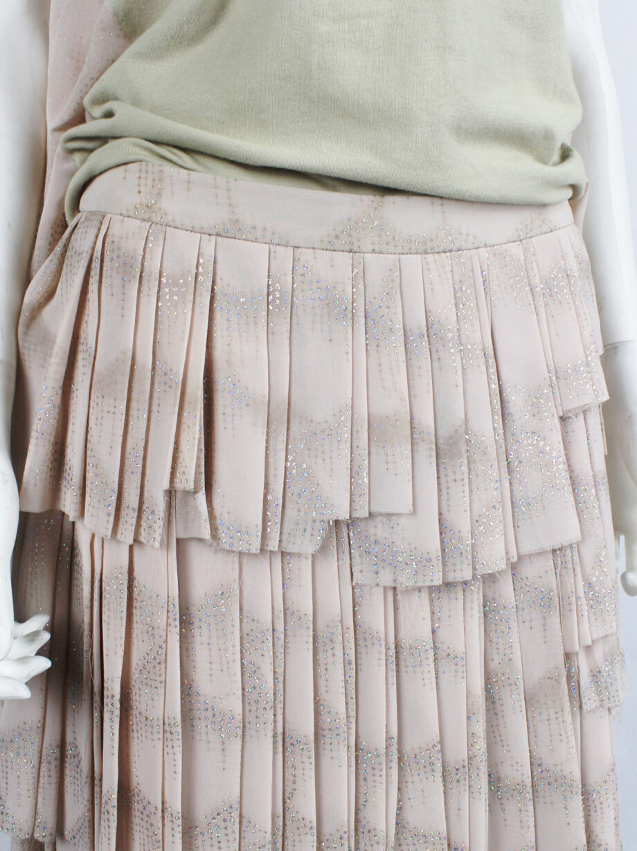 vintage Vandevorst pink glitter skirt with multiple layered pleated panels spring 2004 (10)