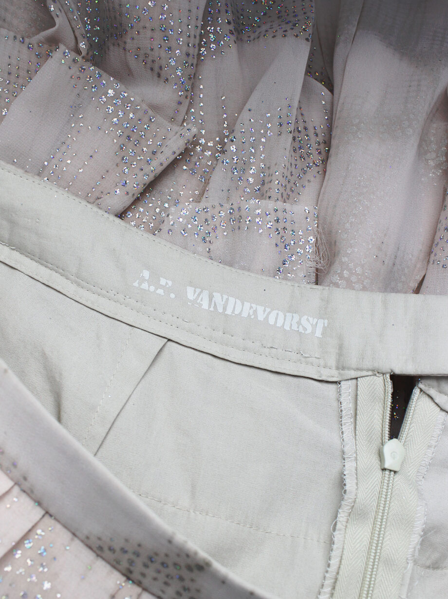 vintage Vandevorst pink glitter skirt with multiple layered pleated panels spring 2004 (7)