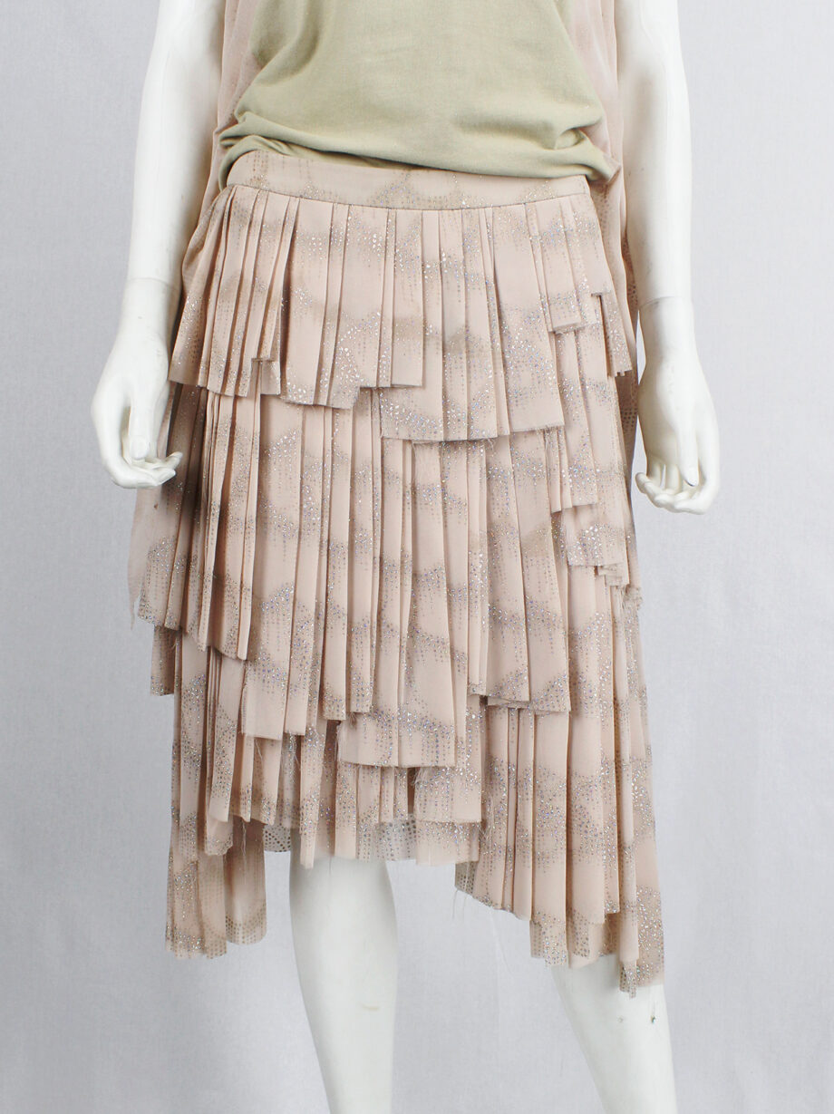 vintage Vandevorst pink glitter skirt with multiple layered pleated panels spring 2004 (9)