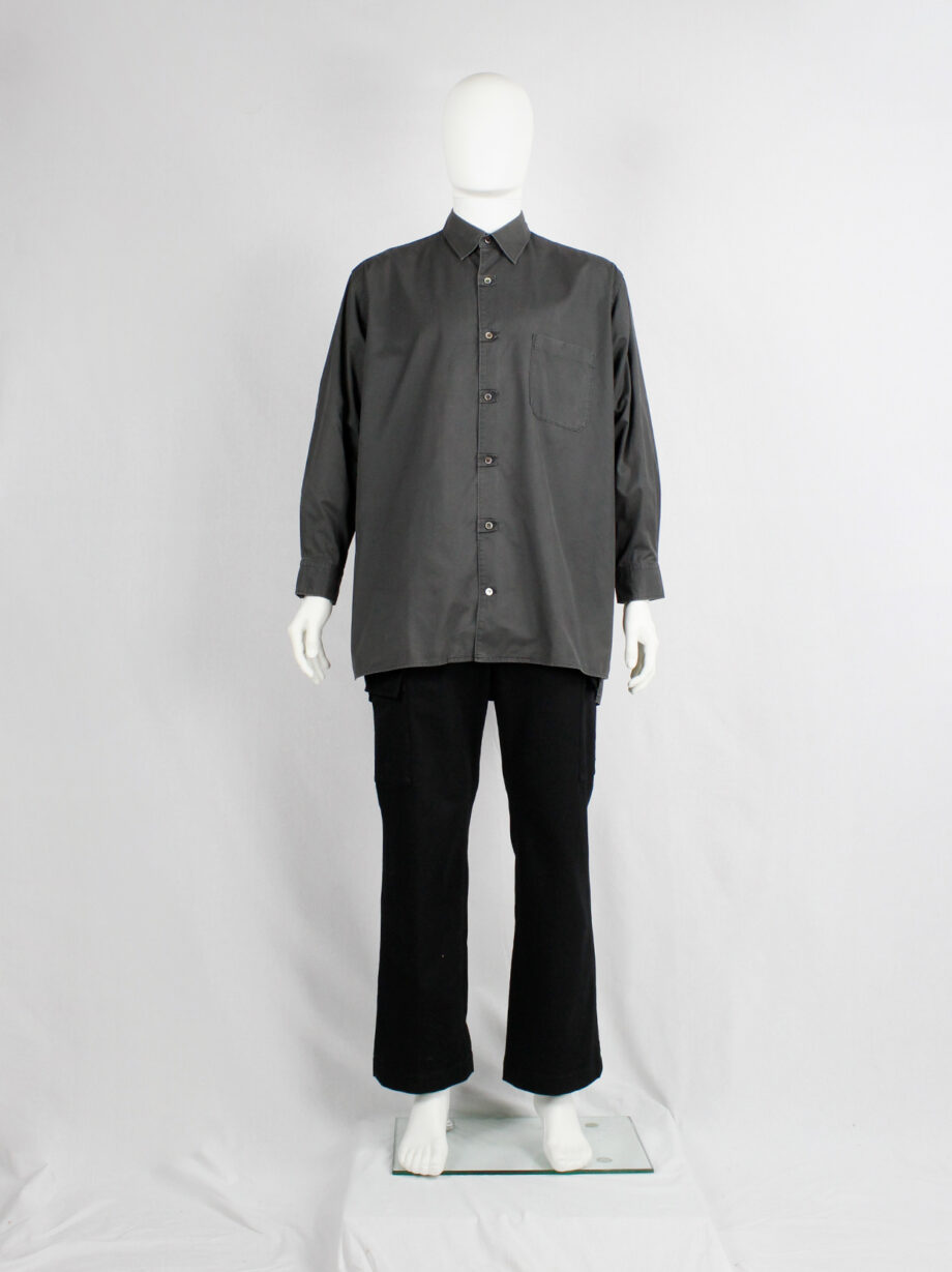ys for Men grey oversized shirt with square button patches 1990s 90s (10)
