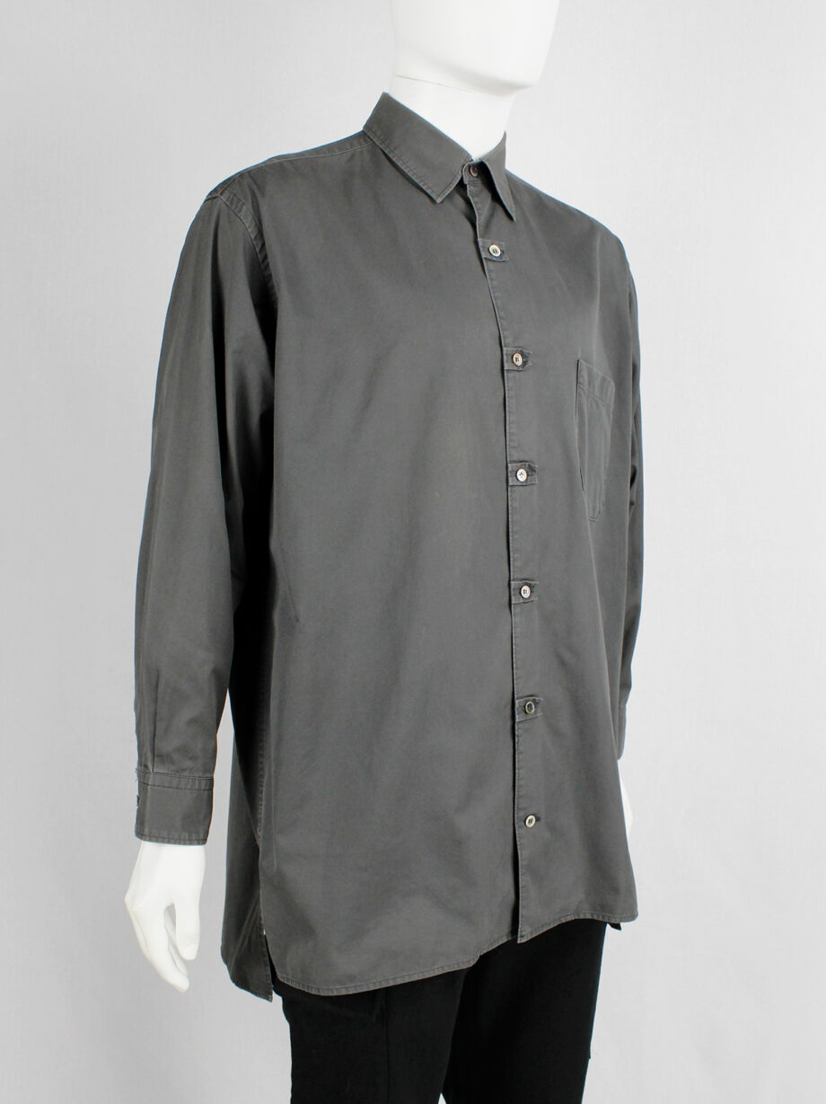 ys for Men grey oversized shirt with square button patches 1990s 90s (15)