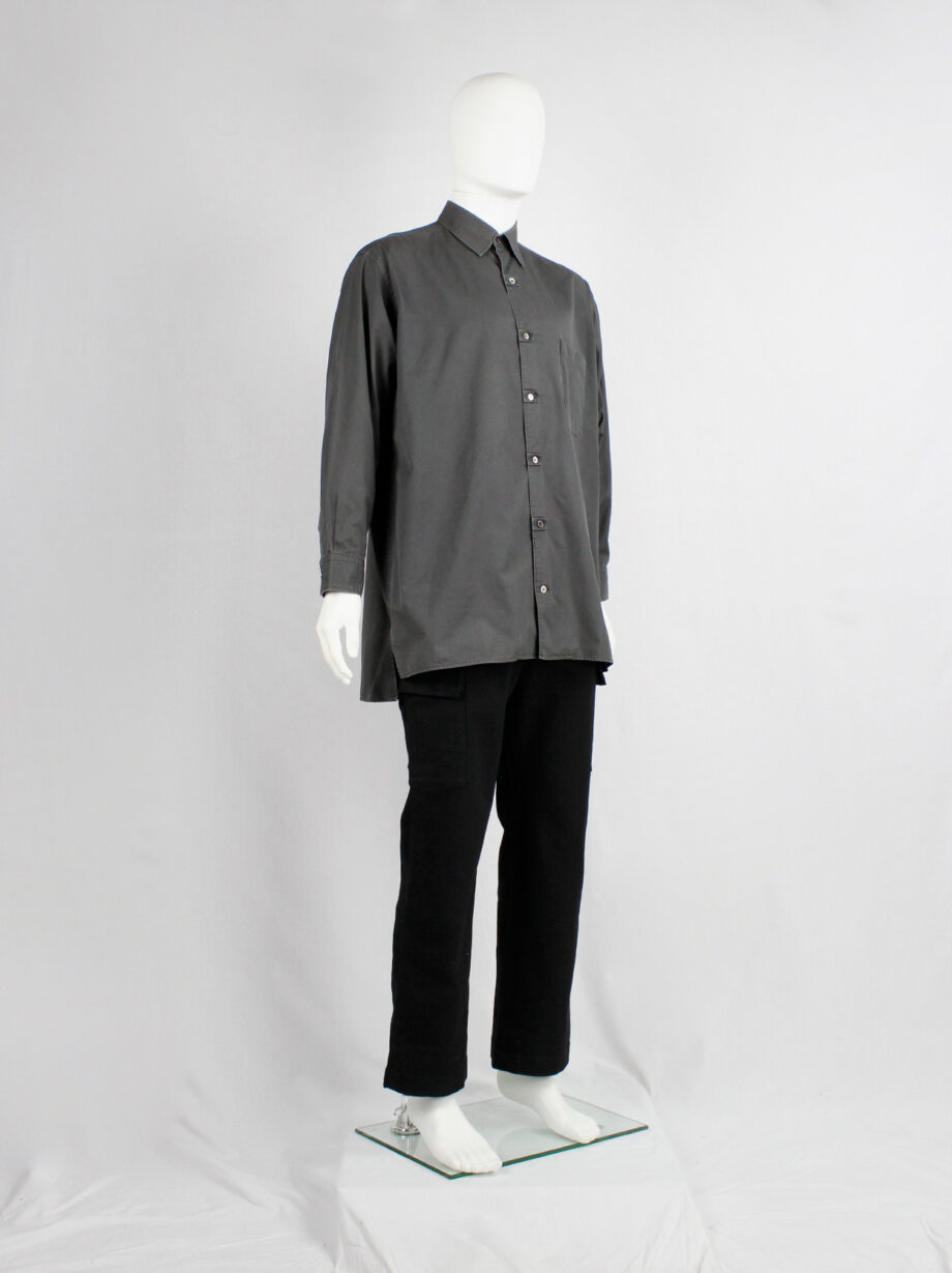 ys for Men grey oversized shirt with square button patches 1990s 90s (17)