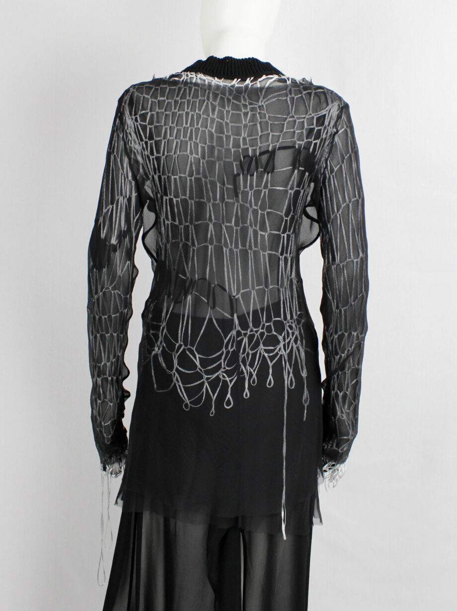 A.F. Vandevorst silver spiderweb knit jumper and black sheer jumper — spring 2016 (11)