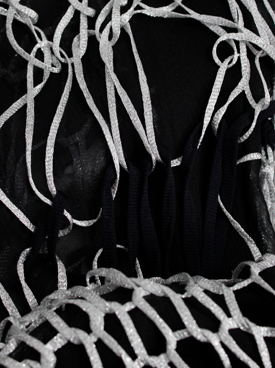 A.F. Vandevorst silver spiderweb knit jumper and black sheer jumper — spring 2016 (15)