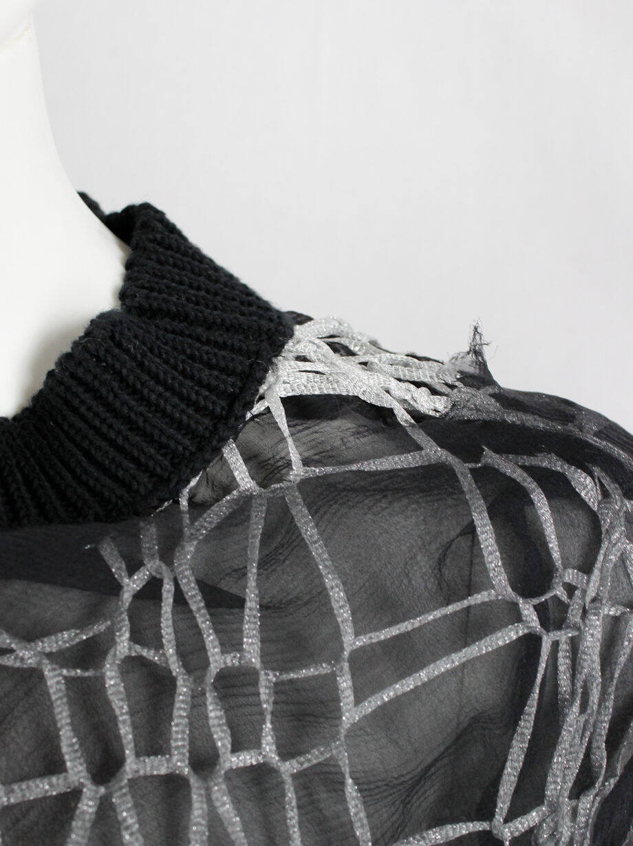 A.F. Vandevorst silver spiderweb knit jumper and black sheer jumper — spring 2016 (19)
