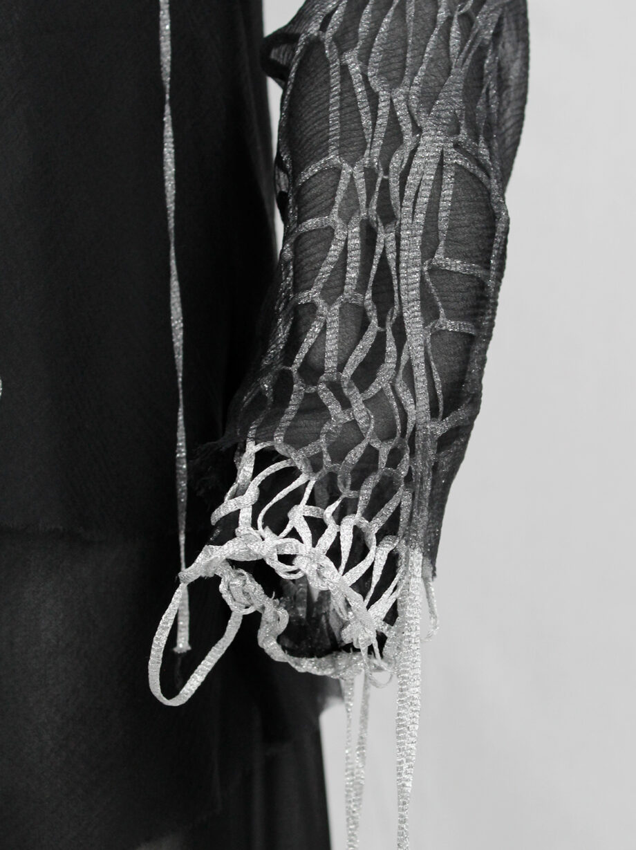 A.F. Vandevorst silver spiderweb knit jumper and black sheer jumper — spring 2016 (25)