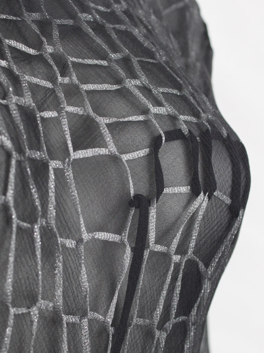 A.F. Vandevorst silver spiderweb knit jumper and black sheer jumper — spring 2016 (6)