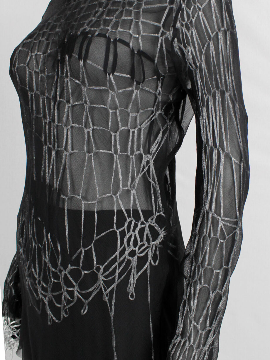 A.F. Vandevorst silver spiderweb knit jumper and black sheer jumper — spring 2016 (8)