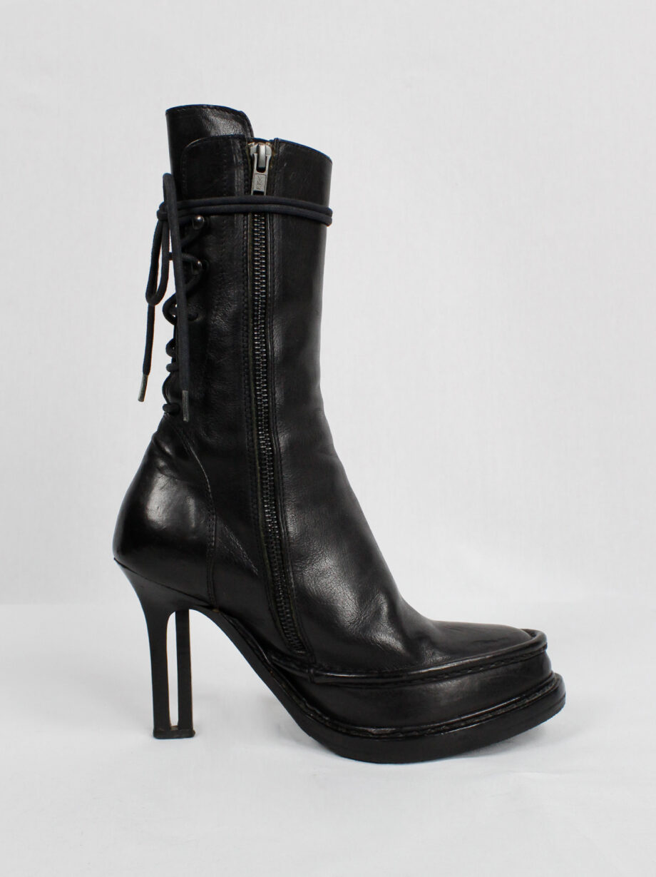 Ann Demeulemeester black boots with slit heel and backwards closure fall 2010 (11)