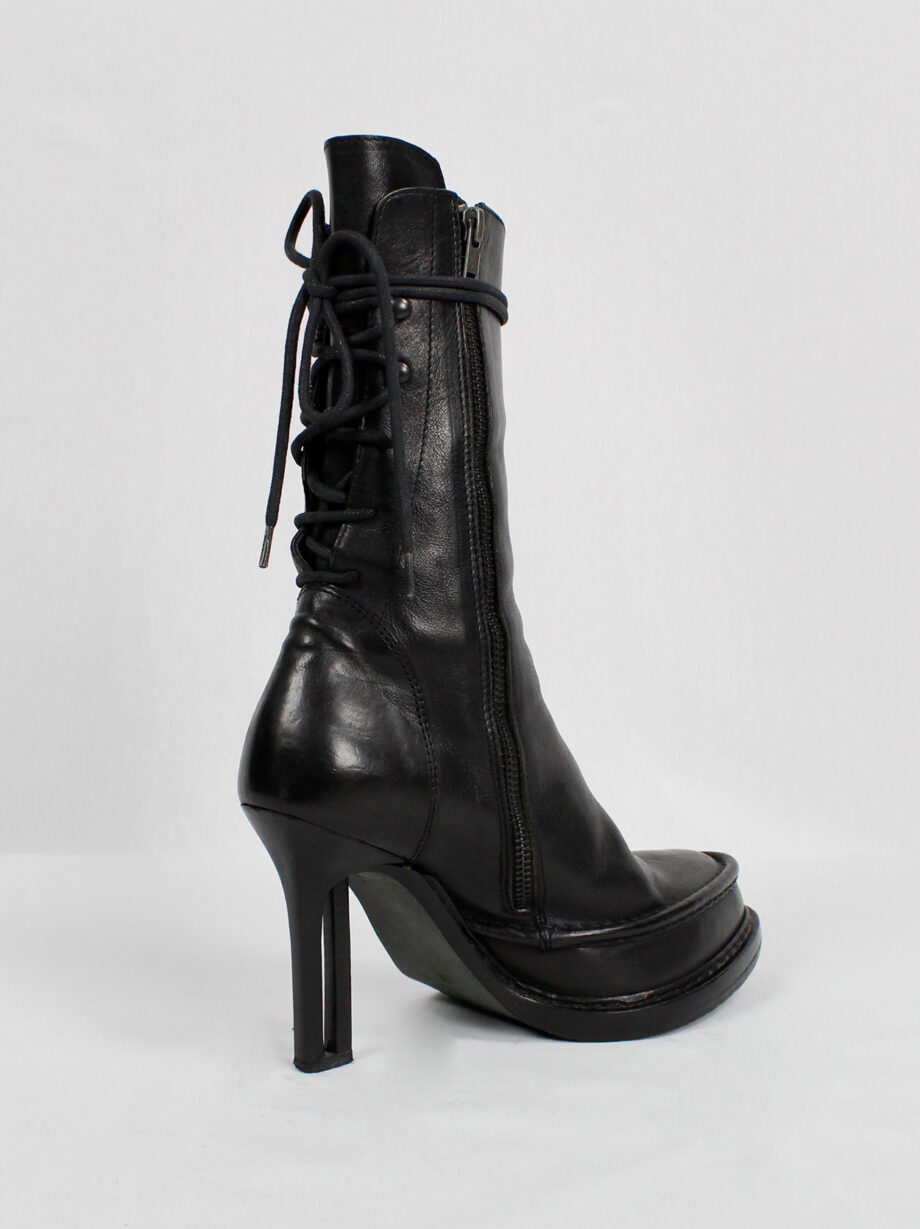 Ann Demeulemeester black boots with slit heel and backwards closure fall 2010 (12)