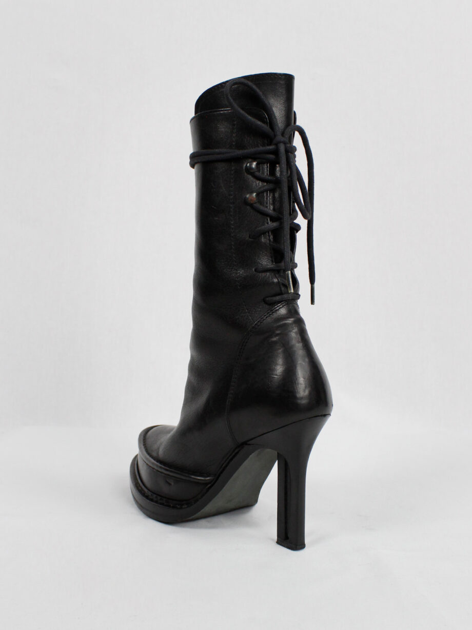 Ann Demeulemeester black boots with slit heel and backwards closure fall 2010 (14)