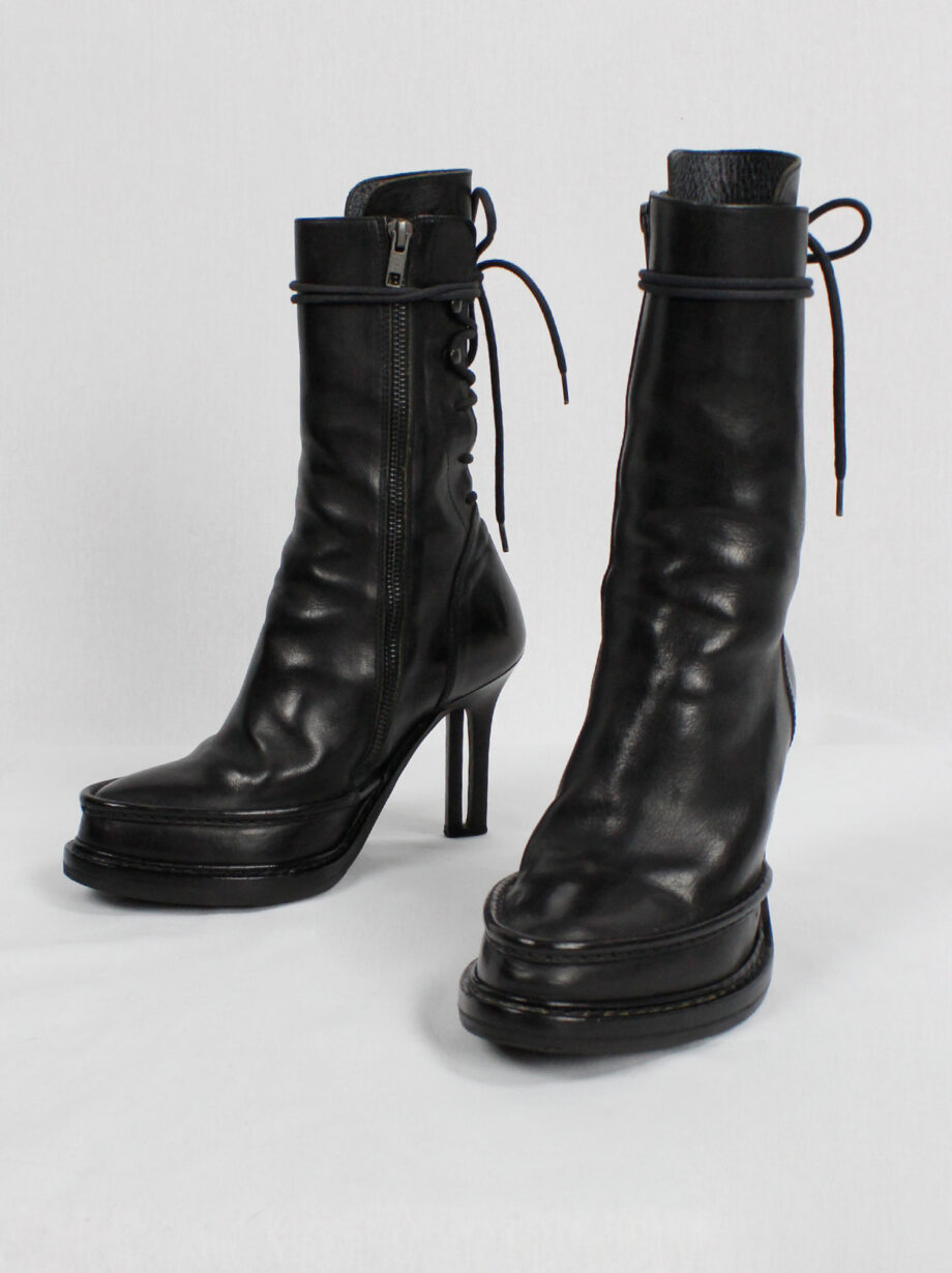 Ann Demeulemeester black boots with slit heel and backwards closure fall 2010 (16)