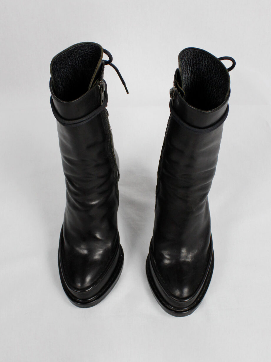 Ann Demeulemeester black boots with slit heel and backwards closure fall 2010 (17)