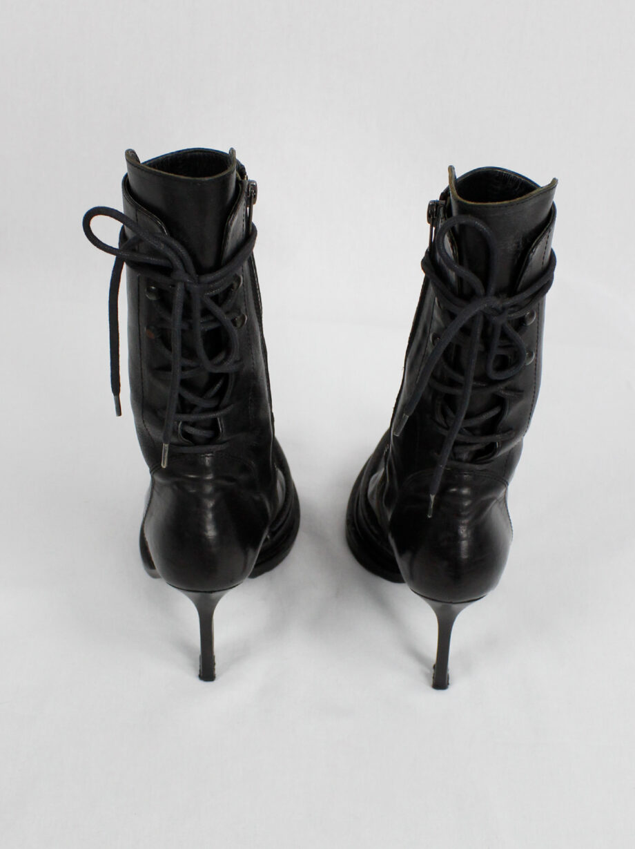 Ann Demeulemeester black boots with slit heel and backwards closure fall 2010 (18)