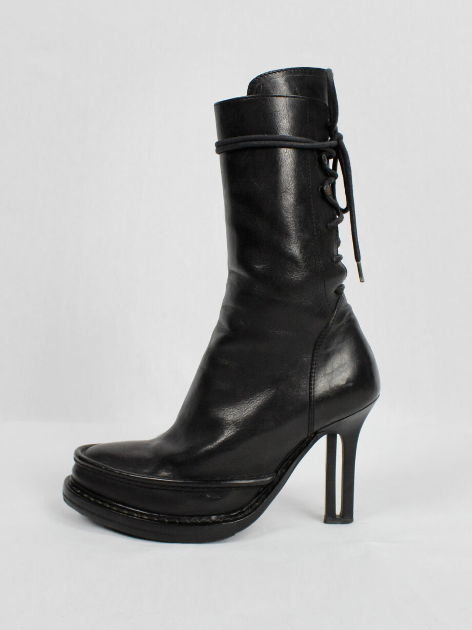 Ann Demeulemeester black boots with slit heel and backwards closure fall 2010 (7)
