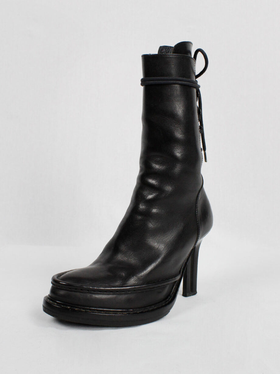 Ann Demeulemeester black boots with slit heel and backwards closure fall 2010 (8)