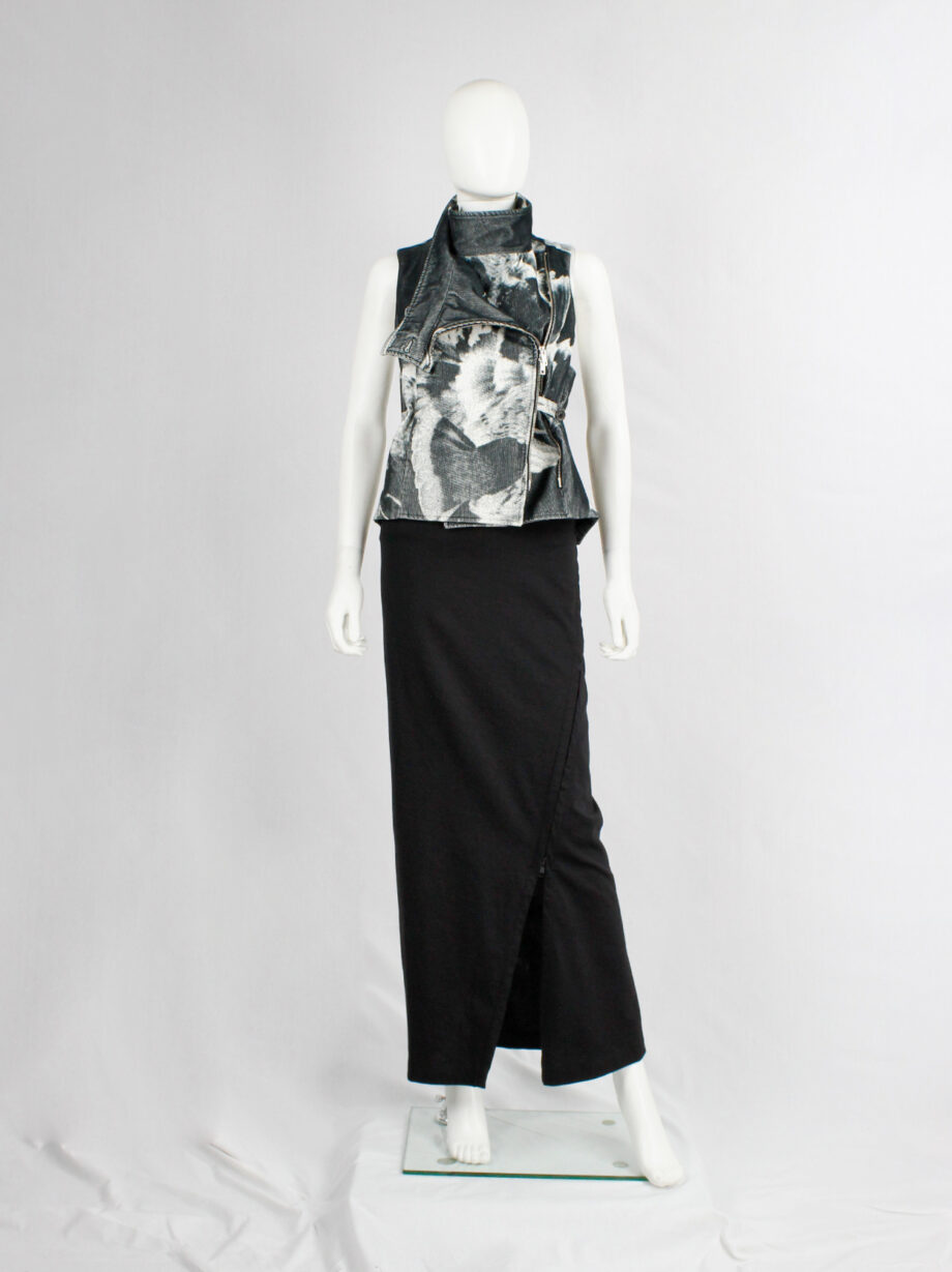 Ann Demeulemeester black maxi skirt with adjustable diagonal zipper slit fall 2012 (11)