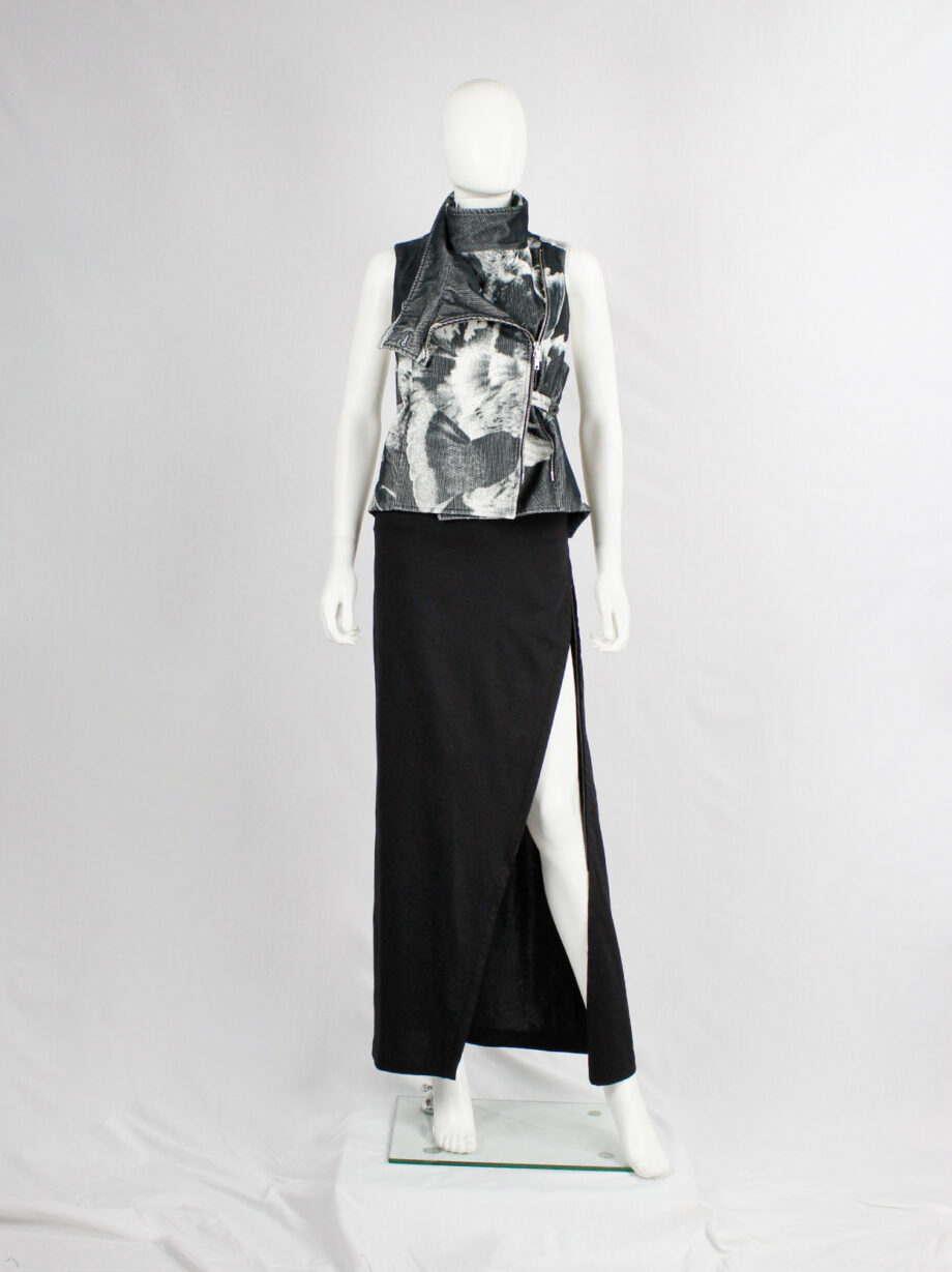 Ann Demeulemeester black maxi skirt with adjustable diagonal zipper slit fall 2012 (12)