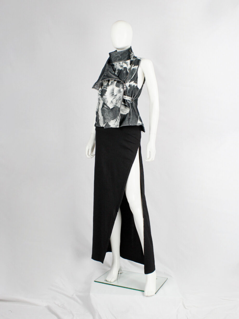 Ann Demeulemeester black maxi skirt with adjustable diagonal zipper slit fall 2012 (13)