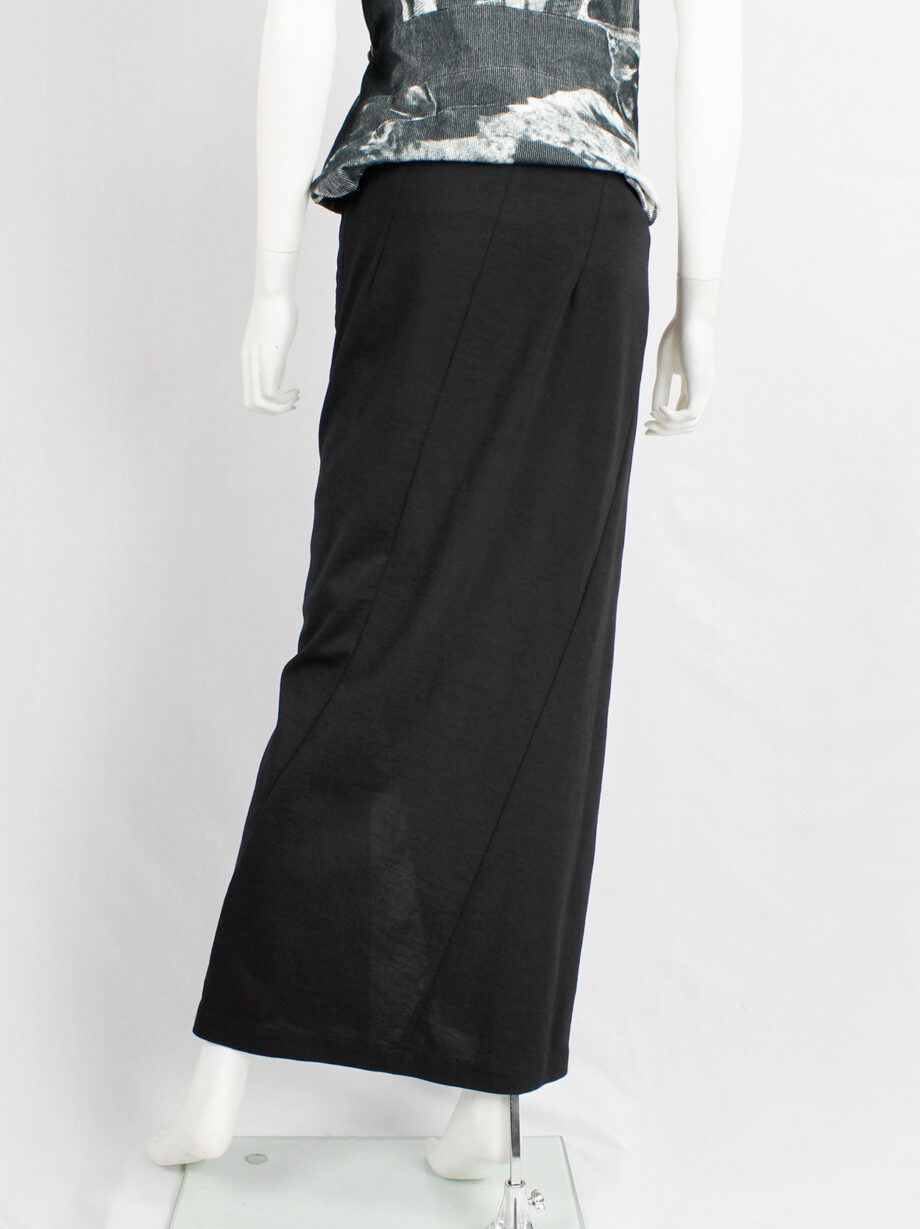 Ann Demeulemeester black maxi skirt with adjustable diagonal zipper slit fall 2012 (2)