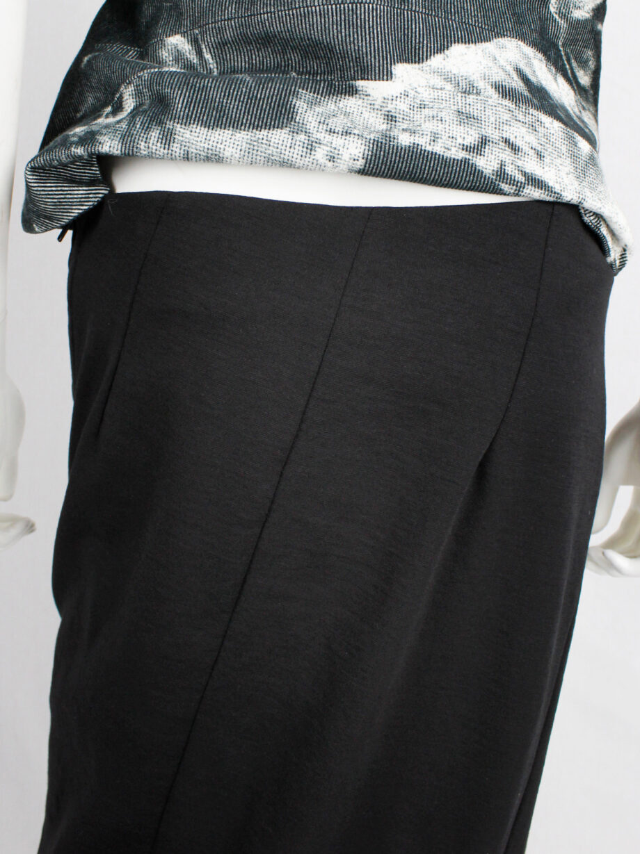 Ann Demeulemeester black maxi skirt with adjustable diagonal zipper slit fall 2012 (3)