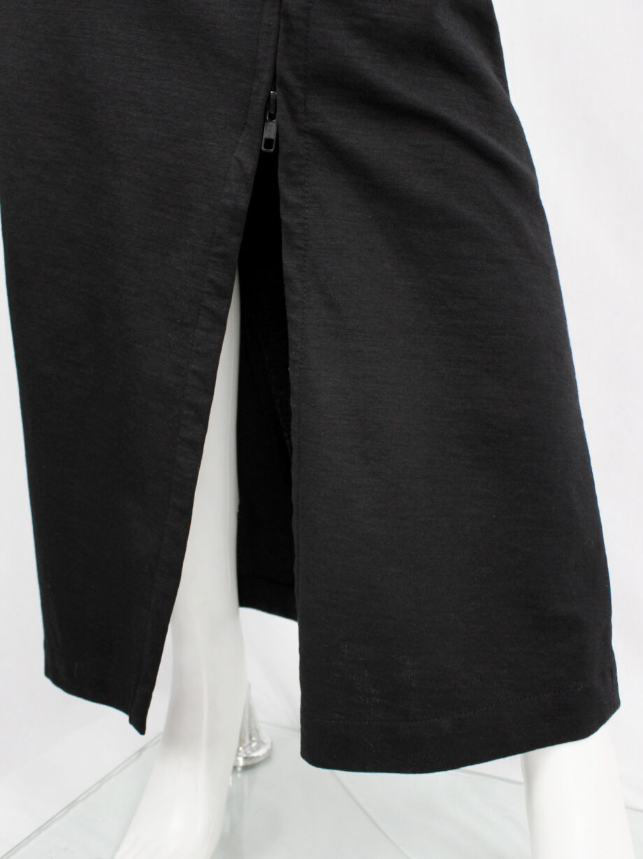 Ann Demeulemeester black maxi skirt with adjustable diagonal zipper slit fall 2012 (9)