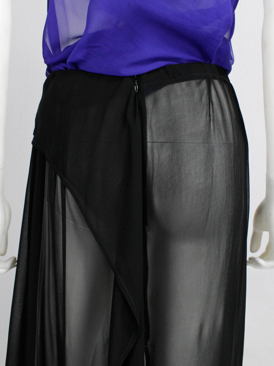 Ann Demeulemeester black sheer skirt with waist fold and back drape 1990s (11)