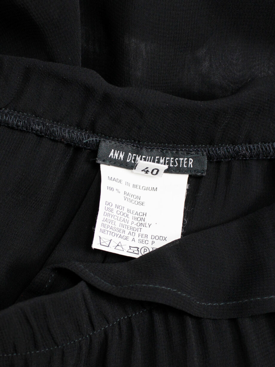 Ann Demeulemeester black sheer skirt with waist fold and back drape 1990s (17)