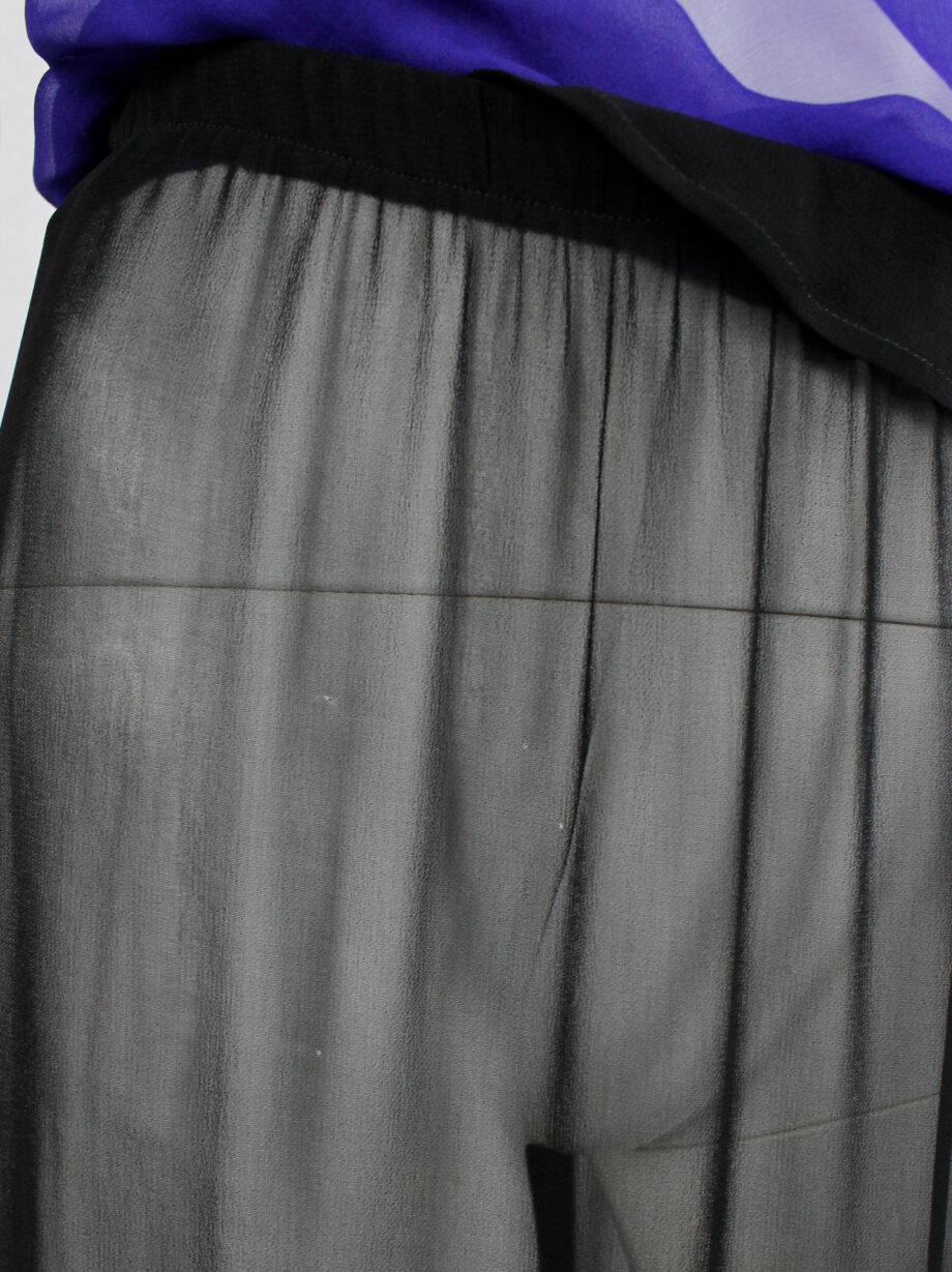 Ann Demeulemeester black sheer skirt with waist fold and back drape 1990s (5)